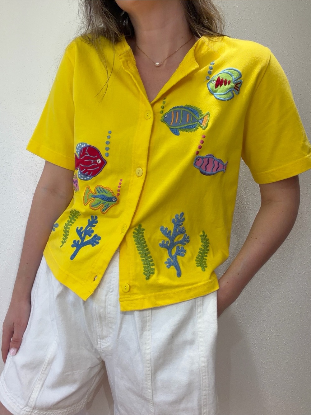 Vintage Sunshine Yellow Fish Shirt